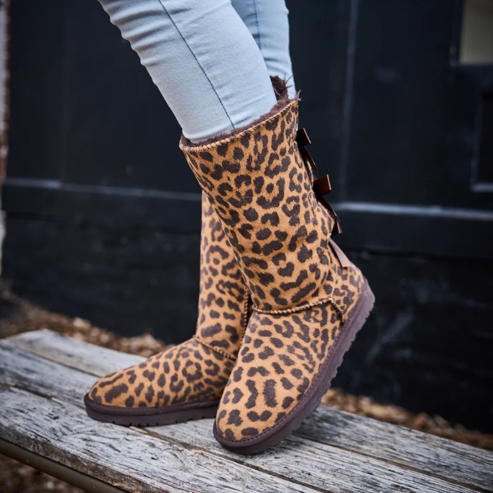 Leopard Print Women's Custom Ordered Tall Ugg Boots - Picture 5 of 8